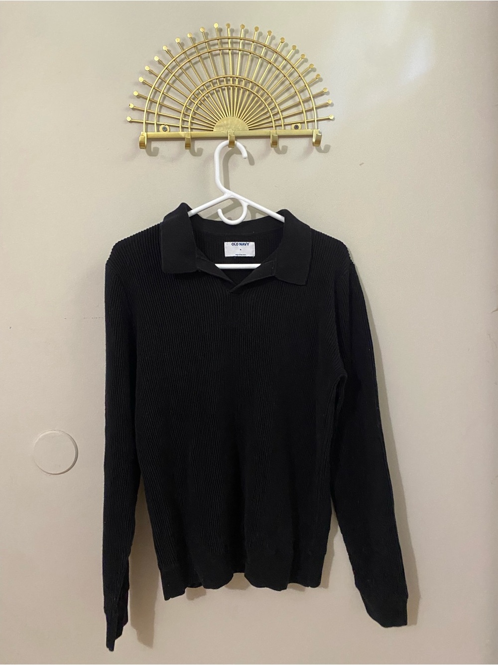 Old Navy Black V-Neck Collared Sweater